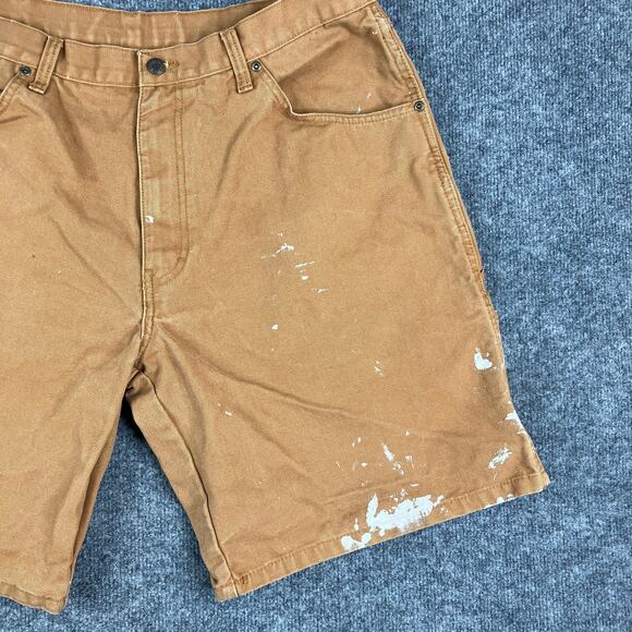 Big Smith Men’s W36 Brown Work Shorts Utility Carpenter Distressed Paint - Picture 2 of 11